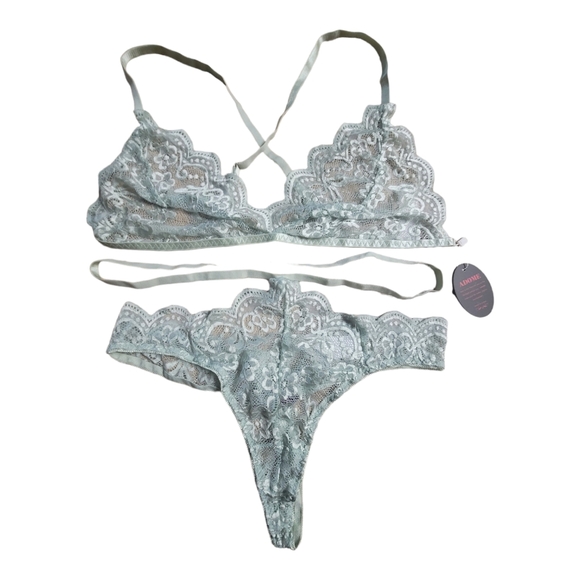 ADOME Women's Mint Green 2-Piece Sexy Bralette and Thong Lingerie Set, Size XXL - Picture 2 of 11